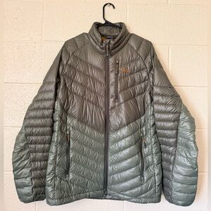 Men’s Outdoor Research Illuminate Down Jacket 2 Tone Green Sz Lg 800 Goose OR